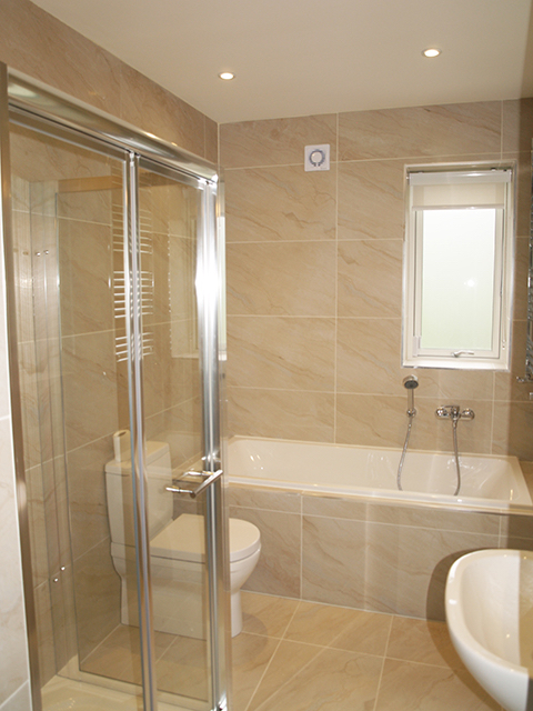 Spacious contemporary downstairs bath and shower room