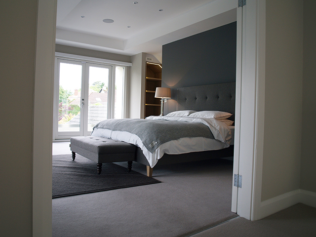 Large bright contemporary master bedroom
